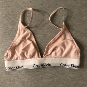 Pink Calvin Klein triangle bralette